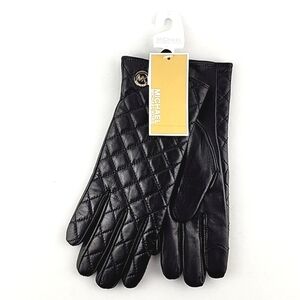 Michael Kors Women's Black Quilted Leather Gloves Touch Screen Compatible Sz Med